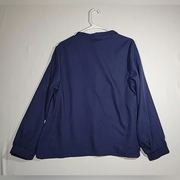 Vintage 1970s Lady Arrow Black Polyester Blouse Button-Up Shirt Size 8 - Picture 7 of 9